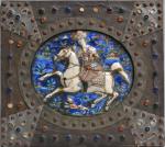 Carreau mural en bas relief représentant un cavalier
Iran, XIXème
22 x...