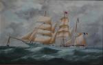 ECOLE FRANCAISE fin XIXème
Le Duguay Trouin en mer
Huile sur toile
60...