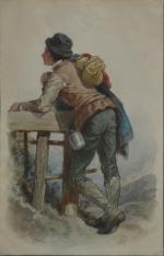 François-Fortune-Antoine FEROGIO (1805-1888)
Le montagnard
Aquarelle signée en bas à gauche
37 x...