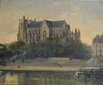 Edmond BERTREUX (1911-1991)
Nantes, la cathédrale, 1954. 
Huile sur toile signée...