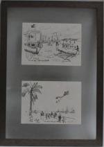 Jacques BOUYSSOU (1926-1997)
Manille,
Manille cerf volant
Deux dessins dans un même encadrement,...