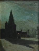 Alexis Louis DE BROCA (1868-1948)
L'église, le soir
Huile sur carton signée...