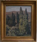 Jean Gabriel GOULINAT (1883-1972)
La Toscane, paysage
Huile sur carton signée en...