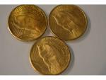 3 PIECES or 20 dollars United States of America 1908-1925-1926