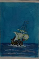 Armel DE WISMES (1922-2009)
Voilier en mer
Aquarelle et gouache monogrammée en...