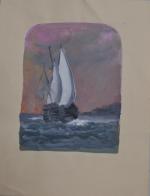 Armel DE WISMES (1922-2009)
Galion en mer
Gouache
25 x 19.5 cm