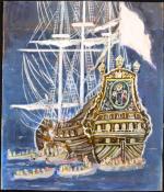 Armel DE WISMES (1922-2009)
L'embarquement à bord du galion
Gouache
27.5 x 23.5...