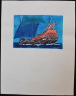 Armel DE WISMES (1922-2009)
Galion en mer
Gouache monogrammée en bas à...
