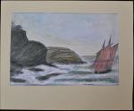 Armel DE WISMES (1922-2009)
Voilier près des côtes
Dessin aquarellé signé en...