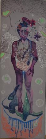 Claudia BRUTUS (née en 1972)
Icone chamanique, 2014. 
Peinture sur toile,...