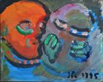 Jules PARESSANT (1917-2001)
Les deux visages, 1995. 
Peinture sur carton monogrammée...