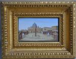 PANNEAU en micromosaïque représentant la basilique de Rome et la...