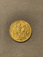 Une PIECE en or 20 francs, Génie de la République,...