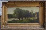 ECOLE FRANCAISE vers 1860, suiveur de Gustave Courbet
Paysage de rivière...