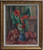 Etienne MORILLON (1884-1949)
Bouquet dans un vase bleu
Huile sur panneau signée...