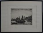 Jean FRÉLAUT (1879-1954)
Barques sur la rivière, 1936. 
Gravure signée et...