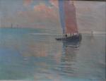 Georges LHERMITTE (1882-1967)Le Croisic, mer calmeHuile sur toile signée en...