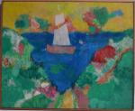 Louis FERRAND (1905-1992)
Crique au bateau, 1964. 
Huile sur toile signée...