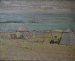 Guillaume G. ROGER (1867-1943)
Tentes sur la plage
Huile sur panneau signée...