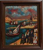 Henry Maurice D'ANTY (1910-1998)
Personnages devant un port
Huile sur toile signée...