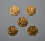 Cinq pièces or, 20 francs, 1911 (3), 1912 et 1913