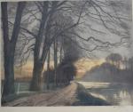 Henri JOURDAIN (1864-1931)
Bord de canal
Estampe signée en bas à droite
64.5...