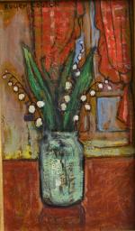 Roger COULON (XX-XXIème)
Bouquet de muguet devant la fenêtre
Huile sur toile...