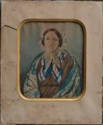 Michel Ghislain STAPLEAUX (1799-1881)
Portrait de dame, 1840. 
Aquarelle signée en...