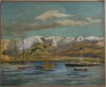 Laurent GSELL (1860-1944)
Bateaux dans la baie devant les monts enneigés
Huile...
