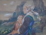 Elisabeth SONREL (1874-1953)
Mère et sa fille de Plougastel dans un...