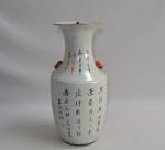 CHINE
Vase balustre en porcelaine à décor de chien de Fô...