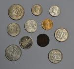 Lot de onze pièces diverses
Lot conservé en banque, vendu sur...