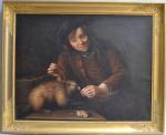 ECOLE FRANCAISE du XIXème
L'homme à la marmotte
Huile sur toile
76 x...