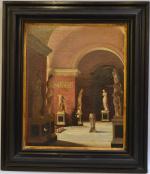 ECOLE FRANCAISE du XIXème
Peindre d'après l'Antique
Huile sur toile signée en...