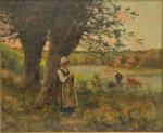 Eugène Léon LABITTE (1858-1937)
La gardienne de vaches
Huile sur toile signée...