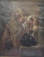 ECOLE FRANCAISE
Les chiens
Huile sur toile 
80.5 x 65 cm (restaurations)