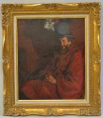 Andre DEVAMBEZ (1867-1943)
Portrait d'homme au chapeau
Huile sur panneau signée en...