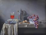 Pierre RASER (XXème)
Verseuse, noix et raisin
Huile sur toile contresignée et...