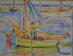 René Camille DELHUMEAU (1889-1973)
Ile d'Yeu, Bateaux au port
Huile sur toile...