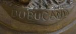 Alfred DUBUCAND (1828-1894) d'après.
Chien à l'affut
Bronze signé
H.: 7 cm L.:...
