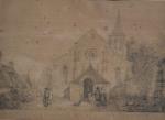 ECOLE FRANCAISE fin XIXème
Ermenonville, vue de l'église
Dessin situé en bas...