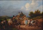 Félix DUPUY (XIXème)
Le retour des soldats, 1835.
Huile sur toile signée...