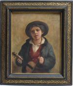 Gustave KRABANSKY (1852-?)
Portrait de jeune musicien, 1881.
Huile sur panneau signée...