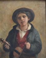 Gustave KRABANSKY (1852-?)
Portrait de jeune musicien, 1881.
Huile sur panneau signée...