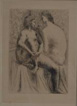 d'après Pablo PICASSO [espagnol] (1881-1973)
Deux femmes nues
Estampe, porte une signature...