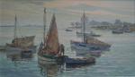 Georges LHERMITTE (1882-1967)
Voiliers et barques dans le golfe
Huile sur isorel...