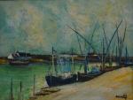 Roger ESCUDIE (1920-1990)
Noirmoutier, bateaux de pêche au port
Huile sur toile...