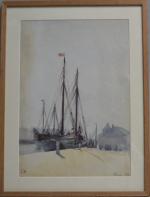 ECOLE NORMANDE fin XIXe début XXe
Fécamp, voiliers au port, 1891....