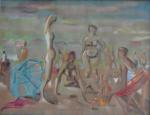 Pierre CAVELLAT (1901-1995)
Personnnages sur la plage, 1961. 
Huile sur toile...