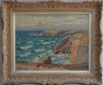 Émile Alfred DEZAUNAY (1854-1938)
Quiberon, les rochers, 1926. 
Huile sur toile...